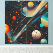 宇宙惑星&オービット – レトロ未来的 キャンバスプリント (インサイチュ (ウッドフロア))