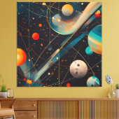 宇宙惑星&オービット – レトロ未来的 キャンバスプリント (インサイチュ (リビング))