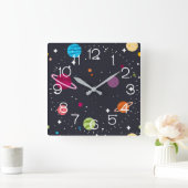 宇宙惑星 スクエア壁時計 (ホーム)