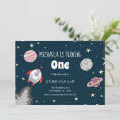 宇宙惑星&ロケットガールファースト誕生日 招待状 (スタンド正面)