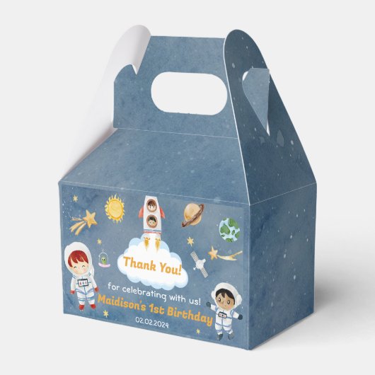 宇宙惑星&ロケット船誕生日パーティー フェイバーボックス (正面サイド)