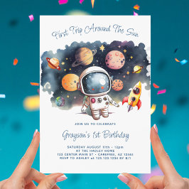 宇宙惑星 宇宙飛行士 初誕生日 招待状