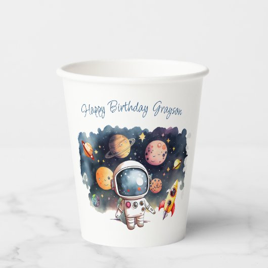 宇宙惑星 男の子の誕生日 紙コップ (正面)