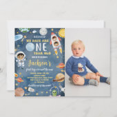 宇宙惑星First Birthday Party写真 招待状 (正面)