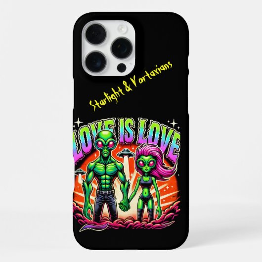 宇宙愛に包まれるエイリアンカップル iPhoneケース (裏面)