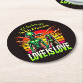 宇宙愛を共有するエイリアン夫婦 ラウンドペーパーコースター (アングル)