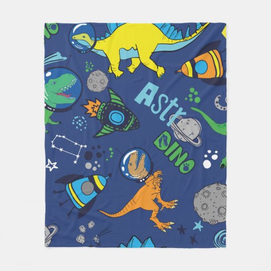 宇宙手描きカラーヴィンテージ船 フリースブランケット (正面)