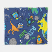 宇宙手描きカラーヴィンテージ船 フリースブランケット (正面(横))