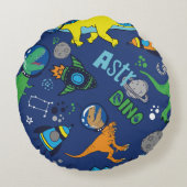 宇宙手描きカラーヴィンテージ船 ラウンドクッション (裏面)