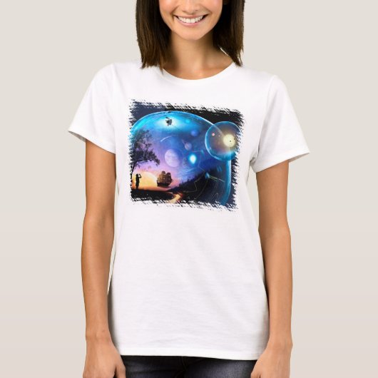 宇宙探査アート ボイジャー探査機 Tシャツ (正面)