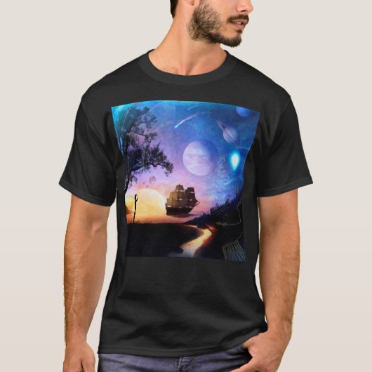 宇宙探査アート ボイジャー探査機 Tシャツ (正面)