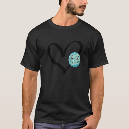 宇宙探査太陽の系惑星ハート Tシャツ (正面)