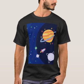 宇宙探査機の星と惑星のデザイン Tシャツ