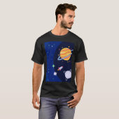 宇宙探査機の星と惑星のデザイン Tシャツ (正面フル)