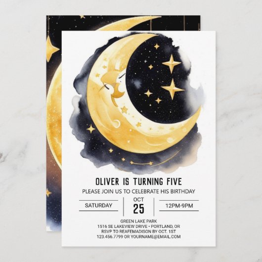 宇宙探査誕生日 招待状 (正面/裏面)