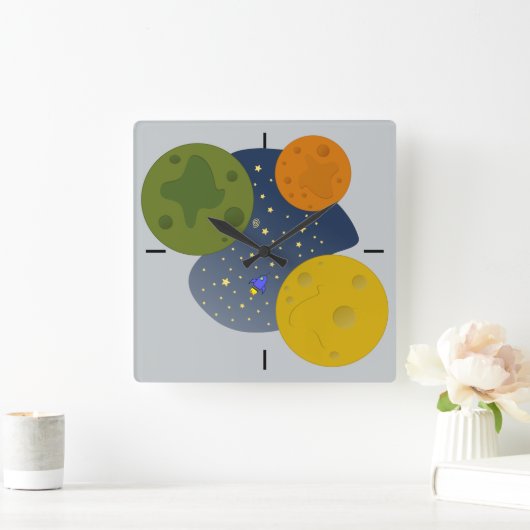 宇宙探査 スクエア壁時計 (ホーム)