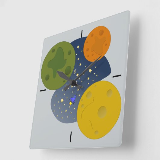 宇宙探査 スクエア壁時計 (傾斜)