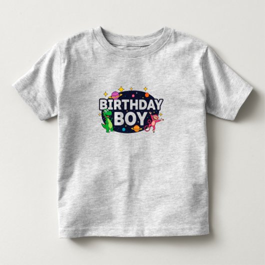 宇宙探検する誕生日の少年 トドラーTシャツ (正面)