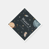 宇宙探検の楽しいキッズ誕生日パーティー スタンダードカクテルナプキン (角)