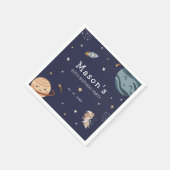 宇宙探検の楽しいキッズ誕生日パーティー スタンダードカクテルナプキン (角)