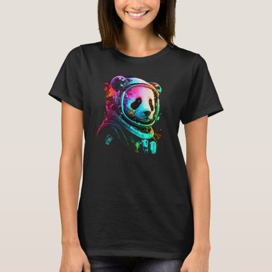 宇宙探検パンダ宇宙飛行士クールアニマル Tシャツ (正面)