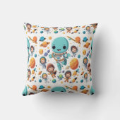 宇宙探検家かわいいエイリアンと惑星の子供 クッション (裏面)