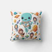 宇宙探検家かわいいエイリアンと惑星の子供 クッション (正面)