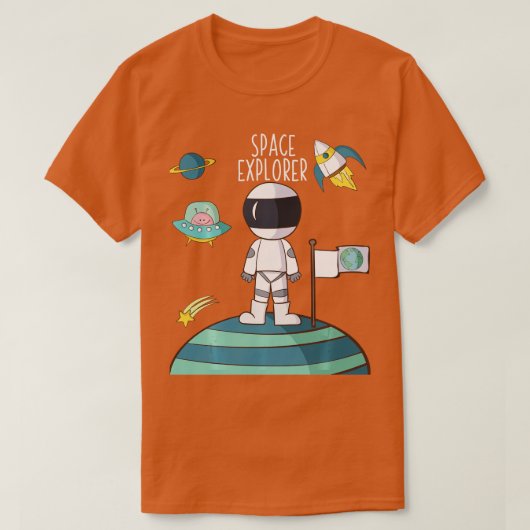宇宙探検家の探査ギフトインスパイアキッズボーイズ Tシャツ (デザイン正面)