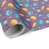 宇宙探検家の灰色がかった紫 ラッピングペーパー (ロールコーナー)