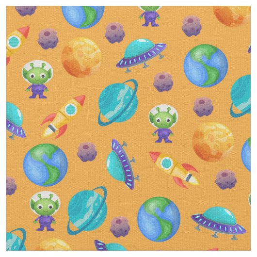 宇宙探検家オンメリゴルドオレンジ ファブリック (クローズアップ)