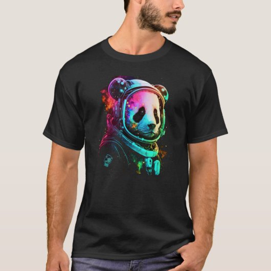 宇宙探検家パンダ宇宙飛行士クール動物 Tシャツ (正面)