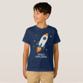 宇宙探検家ロケット 宇宙冒険 Tシャツ (正面フル)
