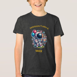 宇宙探検家宇宙飛行士の誕生日Tシャツ男の子用 トライブレンドTシャツ