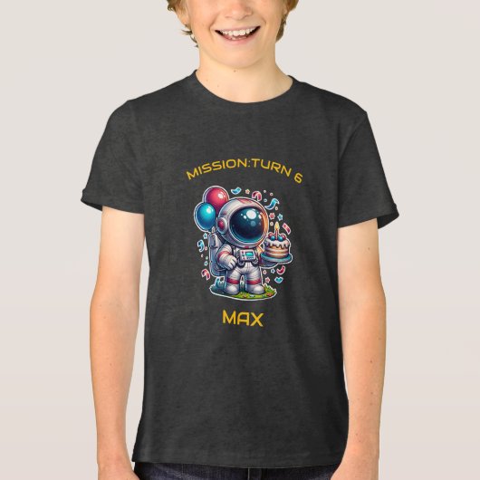 宇宙探検家宇宙飛行士の誕生日Tシャツ男の子用 トライブレンドTシャツ (正面)