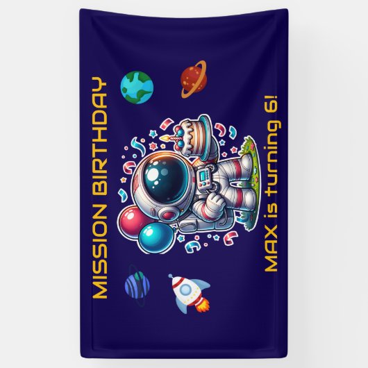 宇宙探検家 宇宙飛行士 誕生日 バナー 男の子 横断幕 (縦)