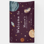 宇宙探検楽しい子供の誕生日パーティー 横断幕 (縦)
