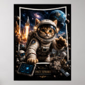 宇宙探検猫の3Dポップアップ壁アートポスター ポスター (正面)