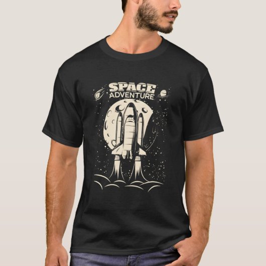 宇宙探検 ロケット船 天文学 宇宙 Tシャツ (正面)