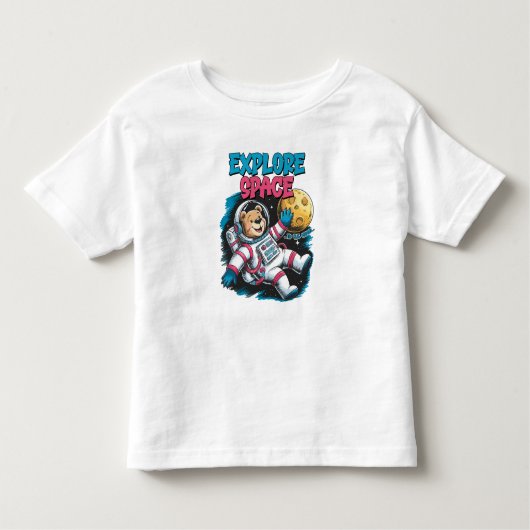 宇宙探鉱子供へシャツと女の子 トドラーTシャツ (正面)