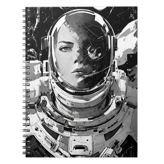 宇宙旅行に着手：印象的な少女の宇宙飛行士 ノートブック (正面)