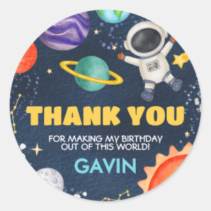 宇宙旅行のまわりに太陽の誕生日パーティー ラウンドシール