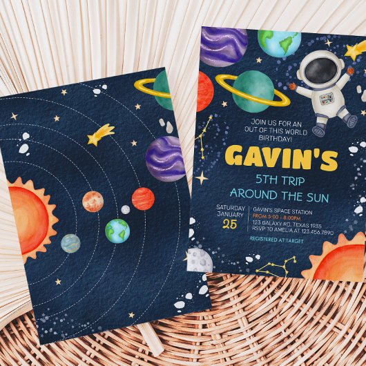 宇宙旅行のまわりに太陽の誕生日パーティー 招待状