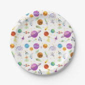 宇宙旅行の誕生日紙プレート ペーパープレート (正面)