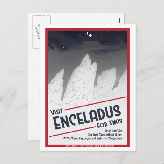 宇宙旅行クリスマスポストカード – Enceladus シーズンポストカード (正面/裏面)