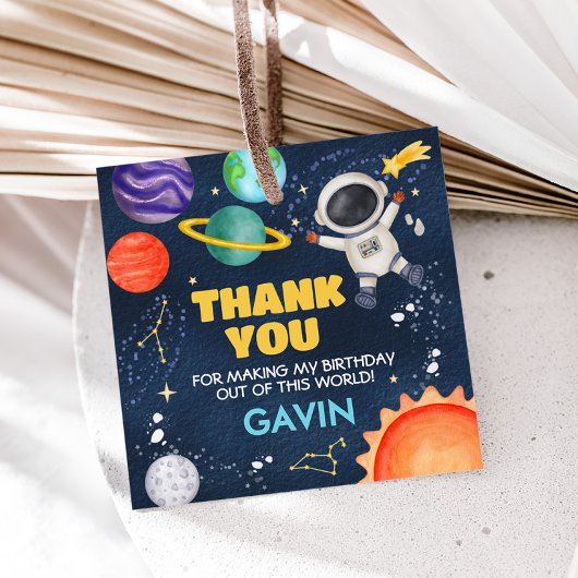 宇宙旅行サンのまわりにバースデーパーティースクエア フェイバータグ