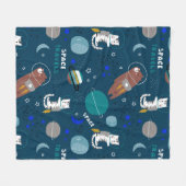 宇宙旅行猫とクマ フリースブランケット (正面(横))