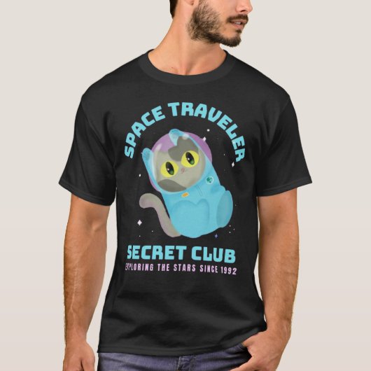 宇宙旅行者秘密クラブ - かわいい宇宙飛行士の子猫 Tシャツ (正面)