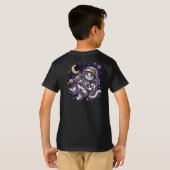 宇宙旅行者: 紫色の宇宙飛行士猫スペースマスコット Tシャツ (裏面フル)