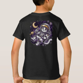宇宙旅行者: 紫色の宇宙飛行士猫スペースマスコット Tシャツ
