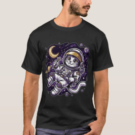 宇宙旅行者: 紫色の宇宙飛行士猫スペースマスコット Tシャツ